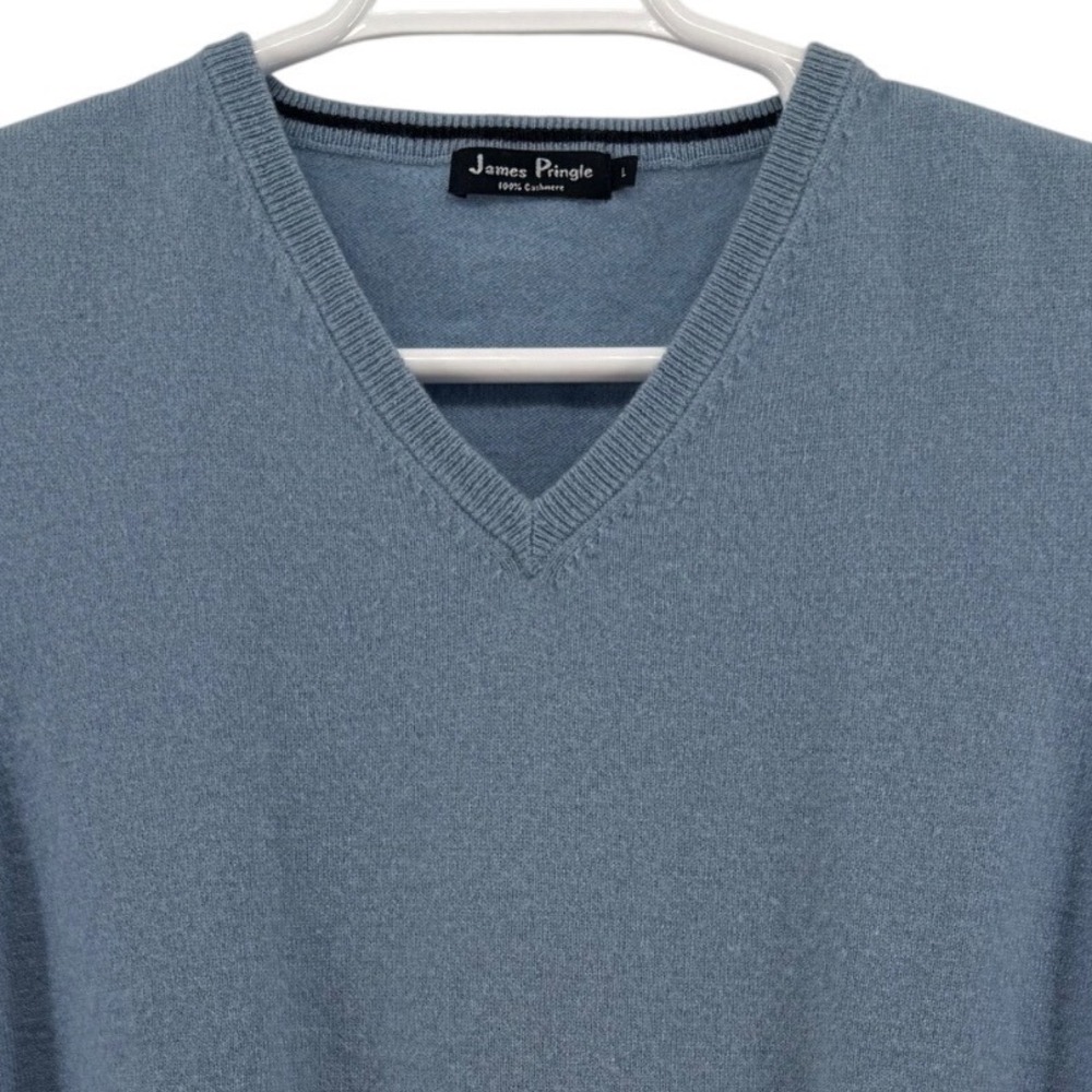 James Pringle Mens 100% Cashmere V-Neck Sweater Vest Blue Large E246